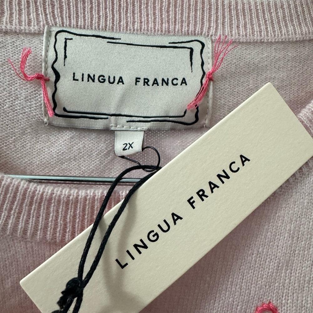 Lingua Franca Pink Cashmere Sweater with Embroidery - Picture 3 of 4